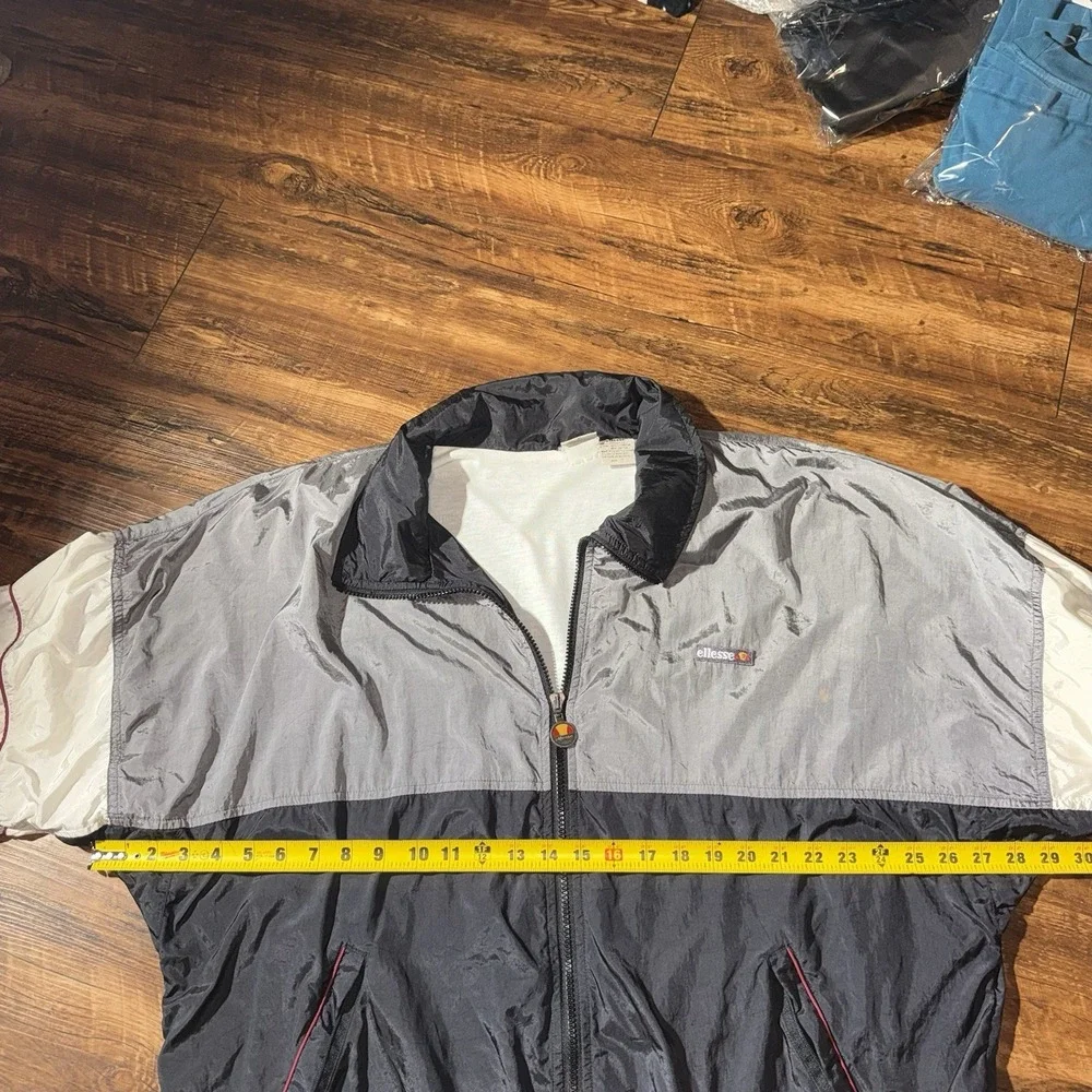 Vtg Ellesse Grey/white Full Zip Track Jacket Men's Size 7/XL